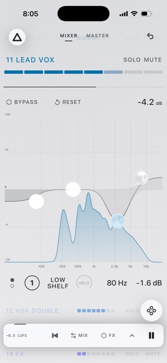 The vocal EQ in Studio Light.